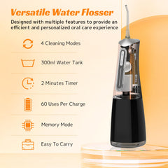 FlossJet detachable 300ml tank for convenient filling and cleaning.