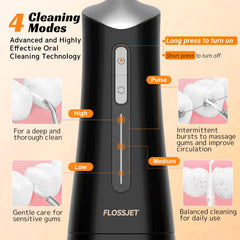 FlossJet IPX7 waterproof design allows shower use and easy rinsing.