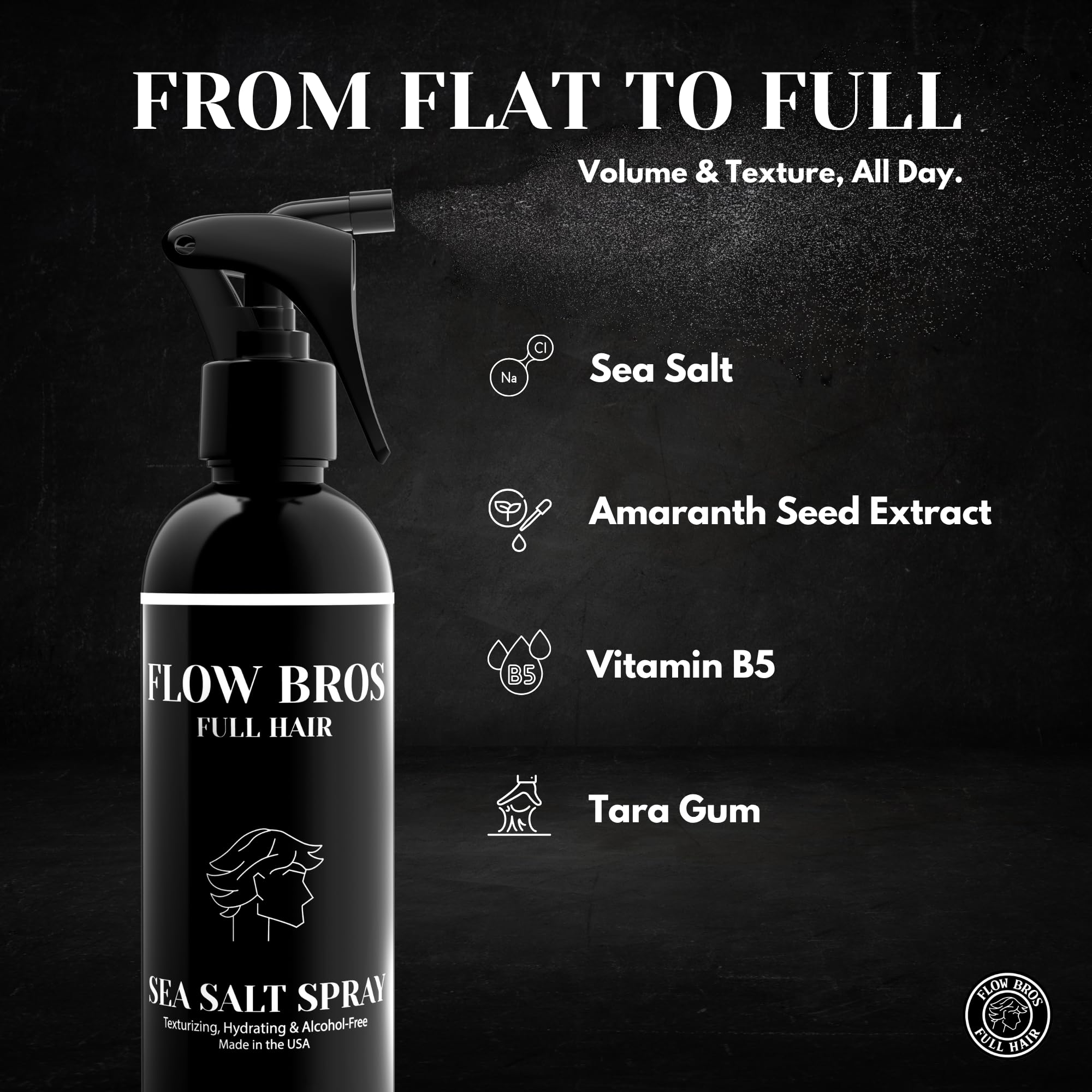Flow Bros Sea Salt Spray being applied as a pre-styler.
