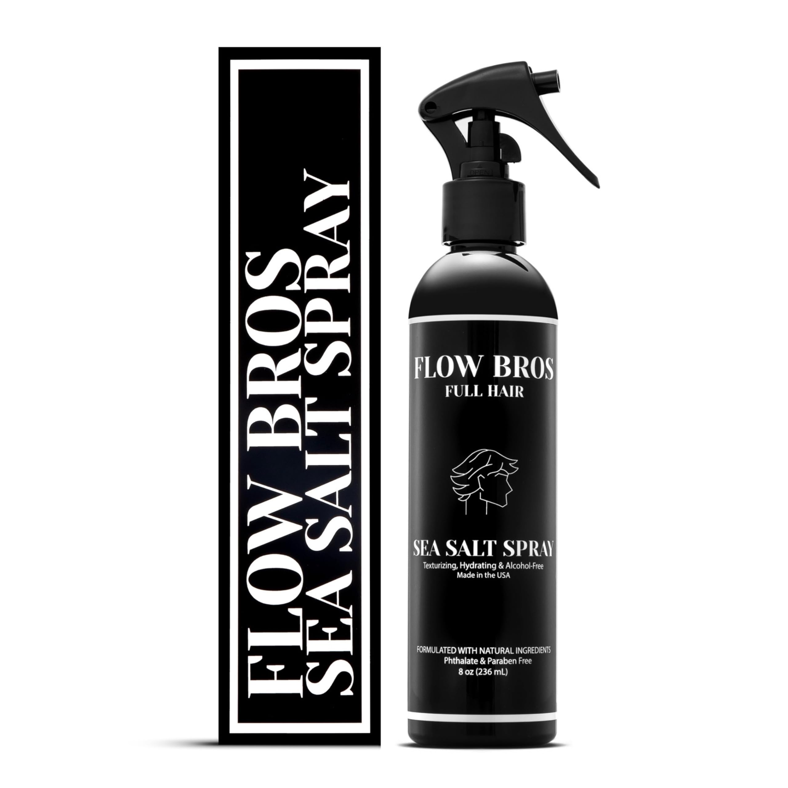Flow Bros Sea Salt Spray bottle showing natural texture and a light finish.