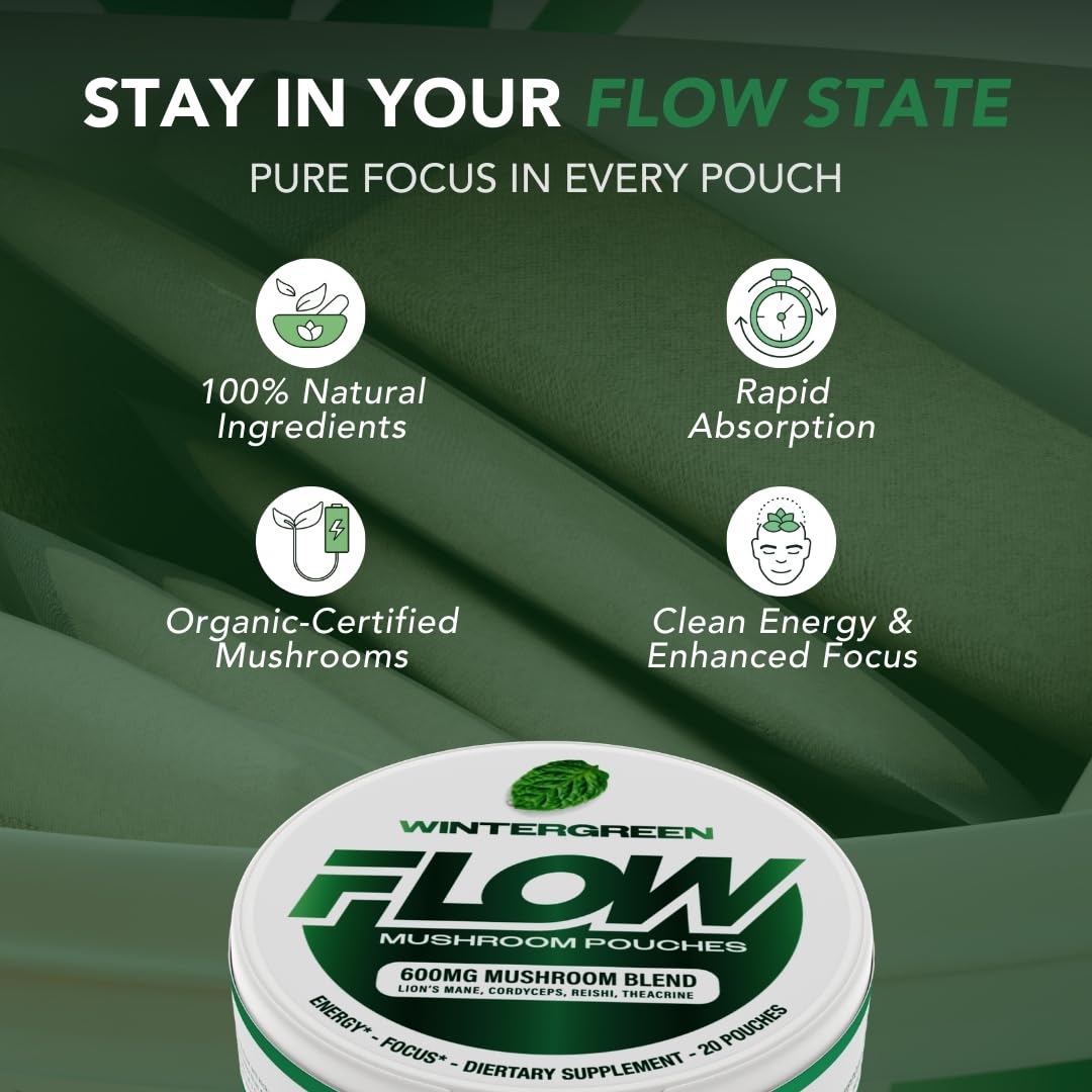 Flow Pouches Mushroom Nootropic open pack ready for use on the go