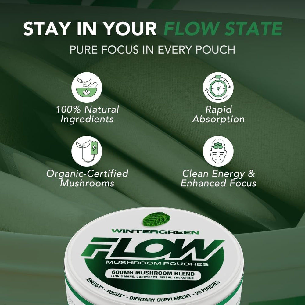 Flow Pouches Mushroom Nootropic open pack ready for use on the go
