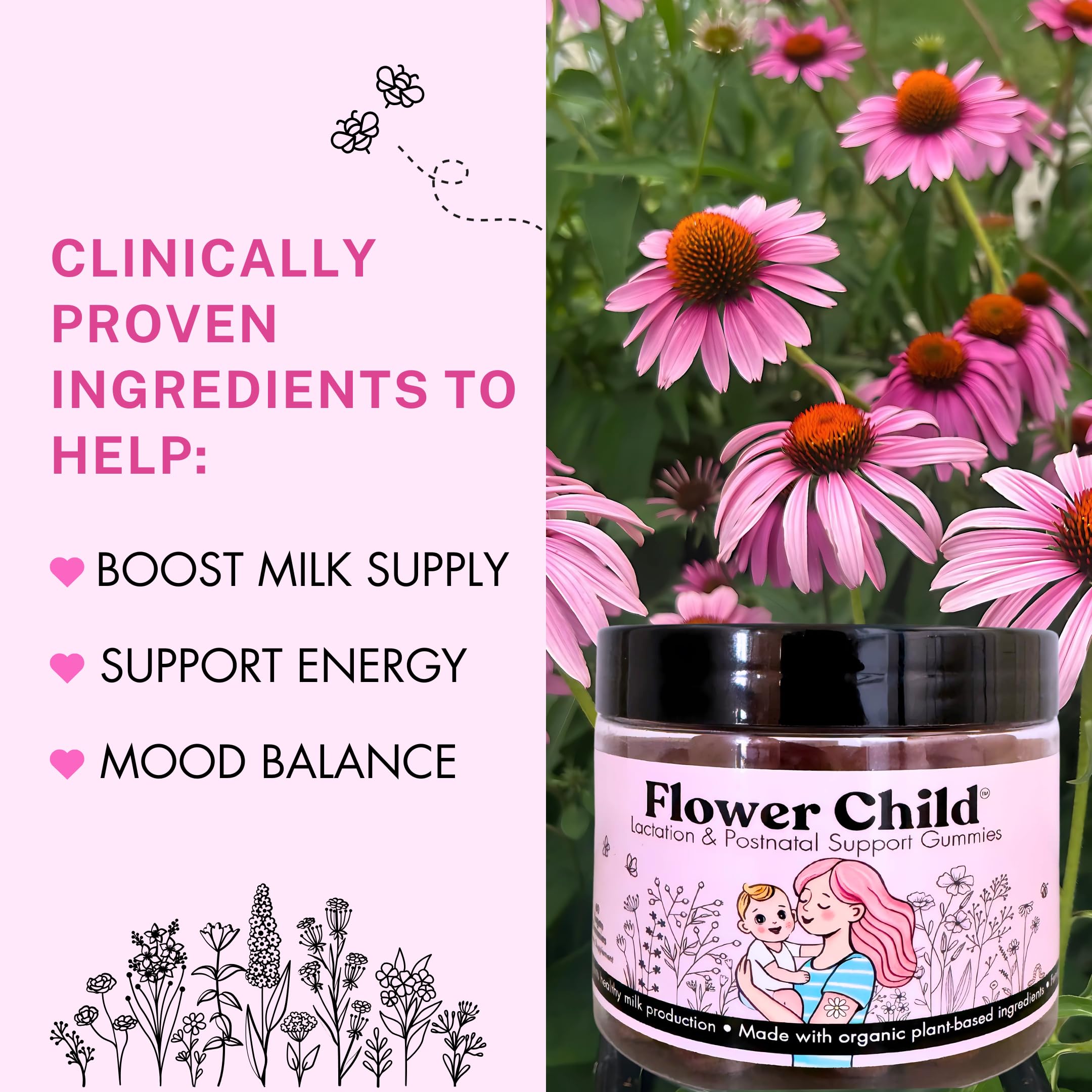 Moringa and milk thistle ingredients highlighted for milk quality.