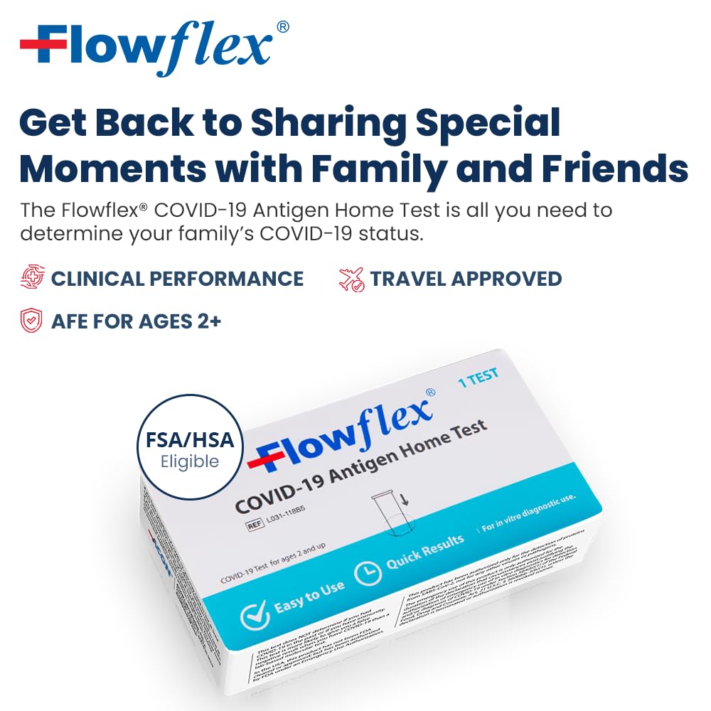 Flowflex home test kit box showing rapid 15-minute results concept.