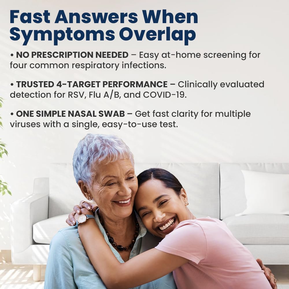 Flowflex Plus nasal swab visual illustrating safe sample collection at home.