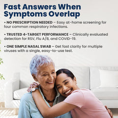 Flowflex Plus nasal swab visual illustrating safe sample collection at home.