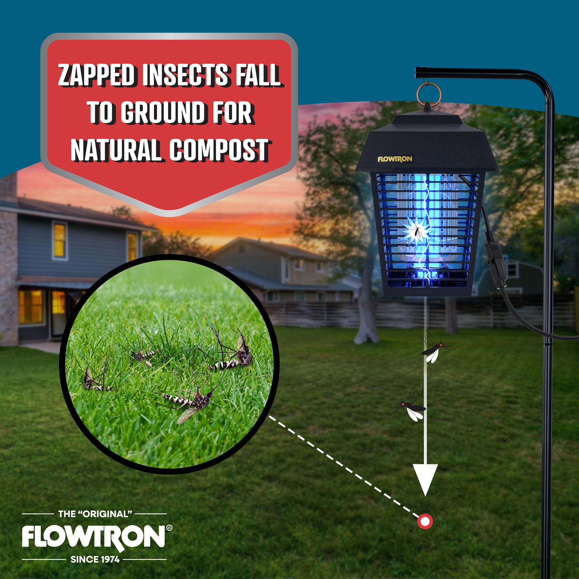 Flowtron works quietly at night, blending into outdoor ambiance without sprays.