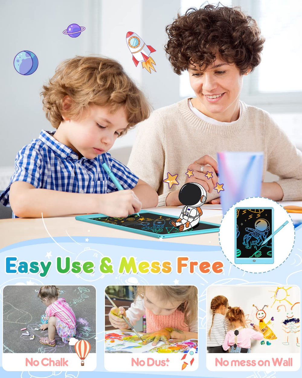 FLUESTON tablet is lightweight and portable for travel and learning