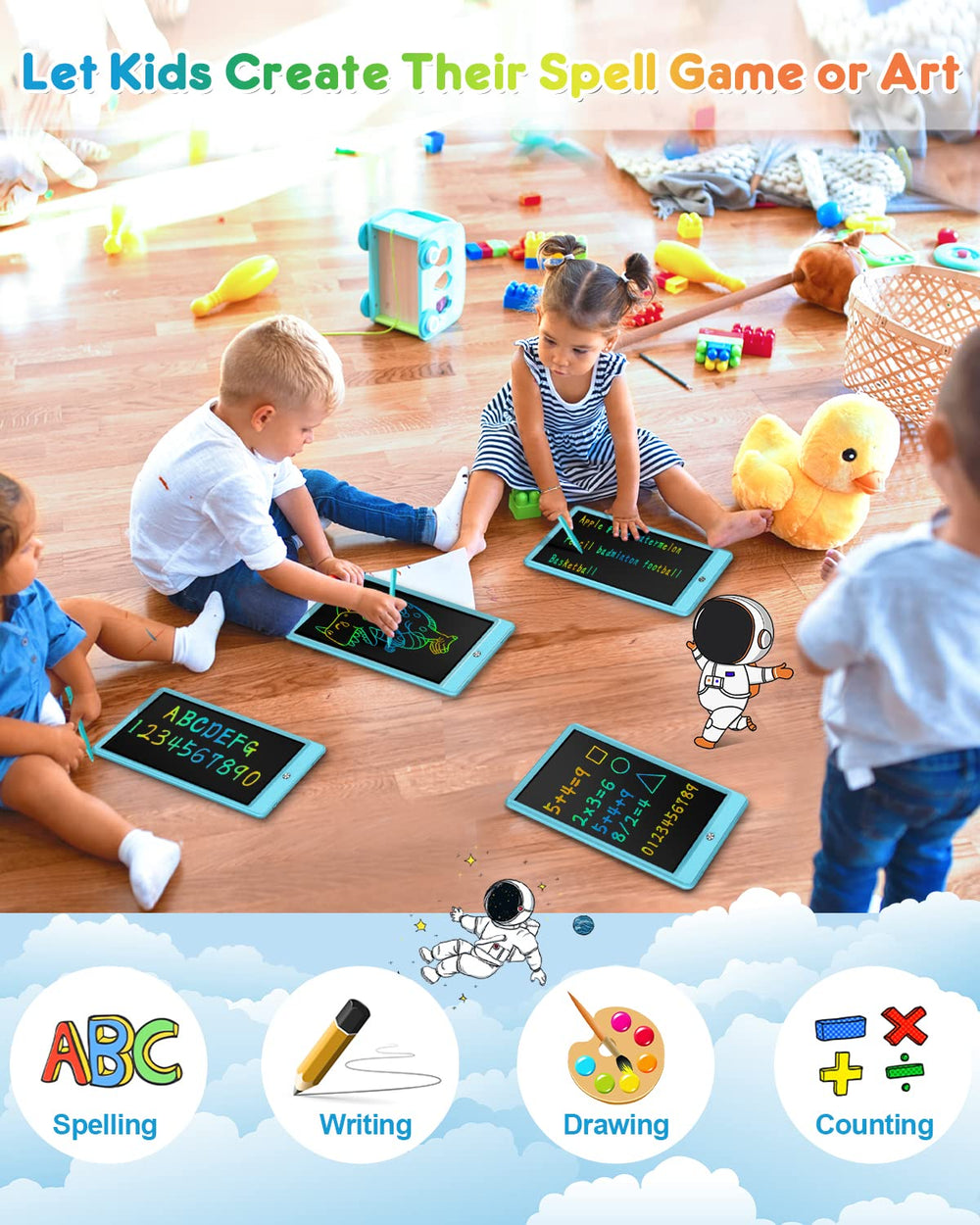 Child holds stylus for precise drawing on FLUESTON tablet