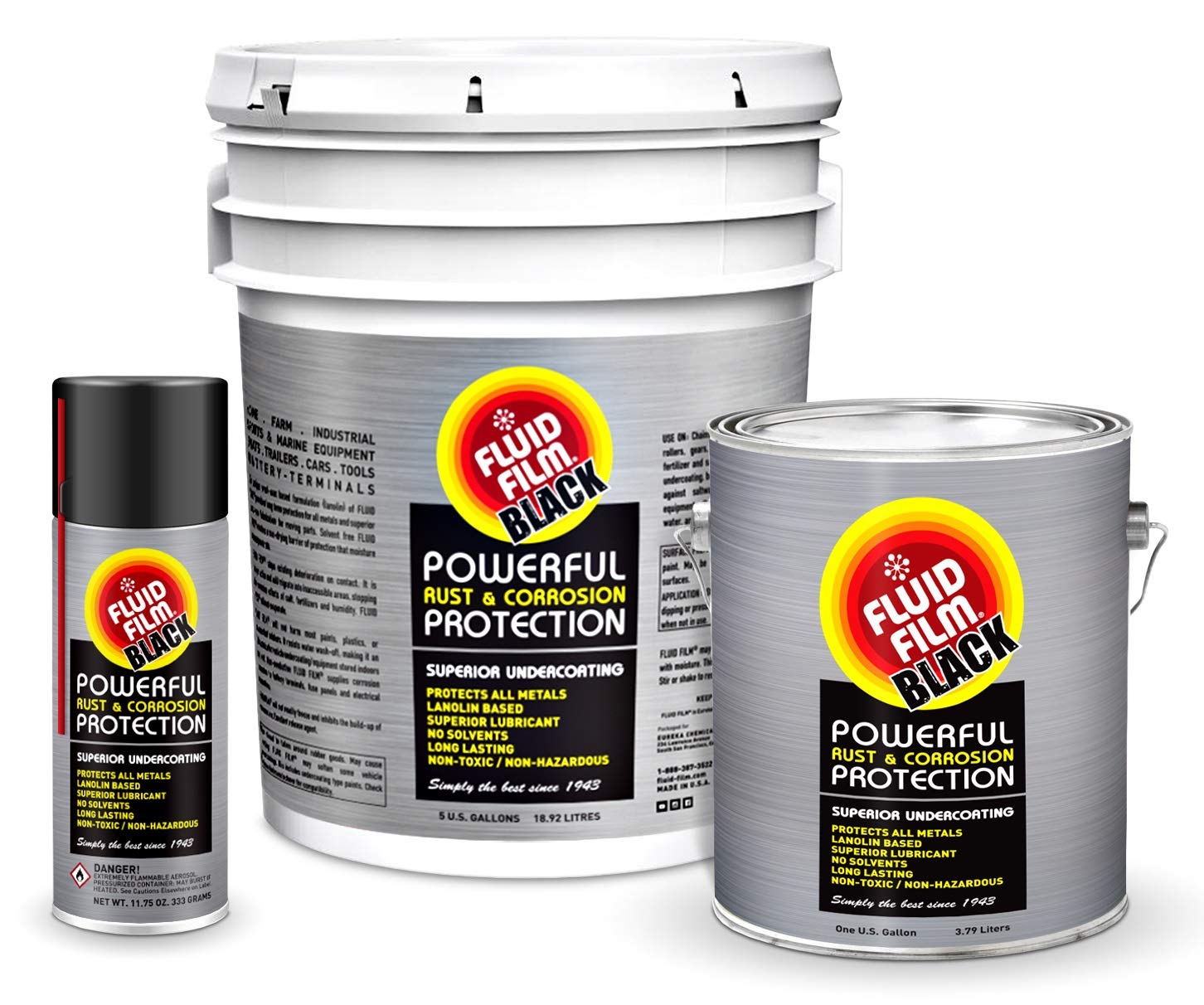Fluid Film Black Non-Aerosol protection against marine salt and brine exposure.