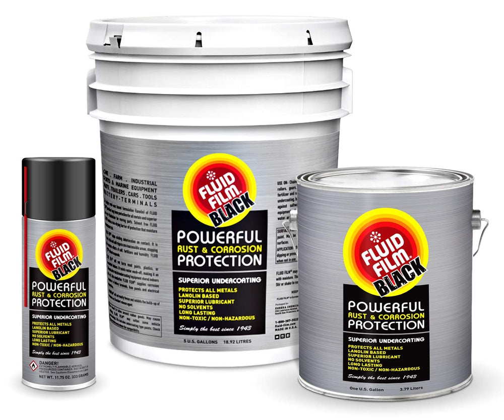 Fluid Film Black Non-Aerosol protection against marine salt and brine exposure.