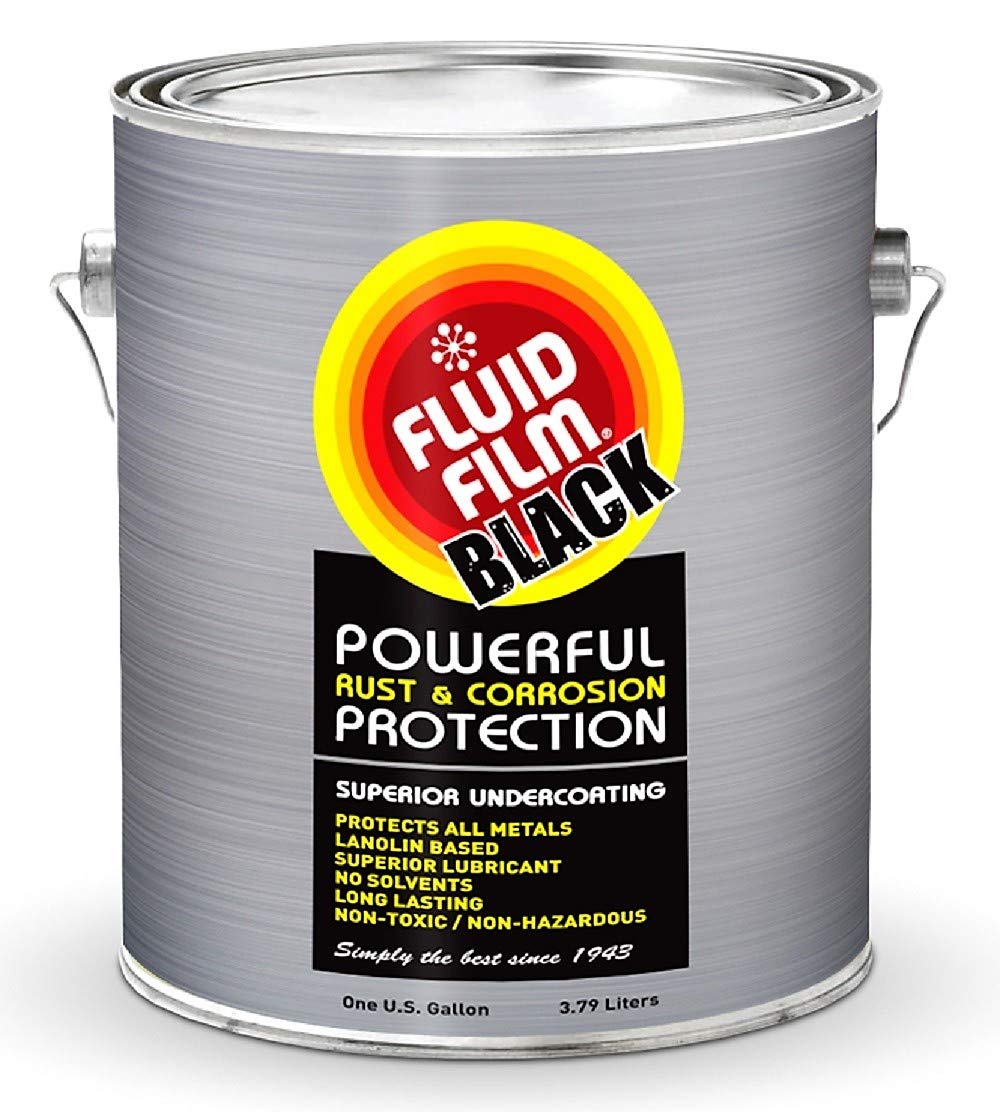 Fluid Film Black Non-Aerosol packaging front view highlighting corrosion protection features.