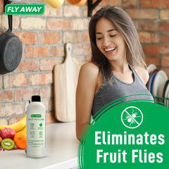 Fly Away Fruit Fly Liquid Lure trap kit setup ready for kitchen use.