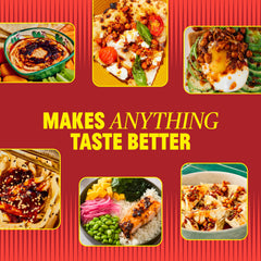 FlybyJING Xtra Crunchy close-up shows crunchy garlic for bold flavor.
