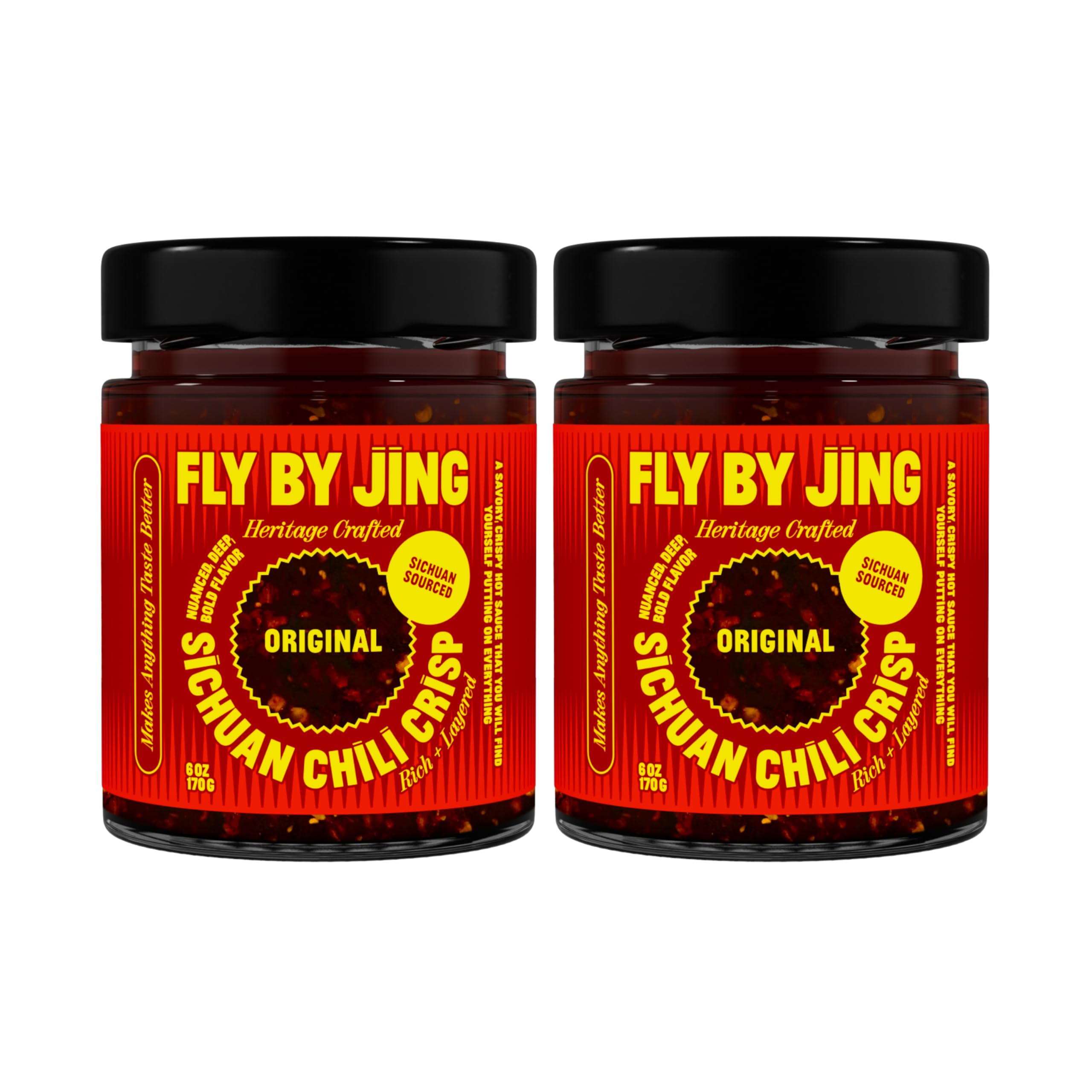FlyByJing Original Chili Crisp bottle close-up for bold flavor on every meal