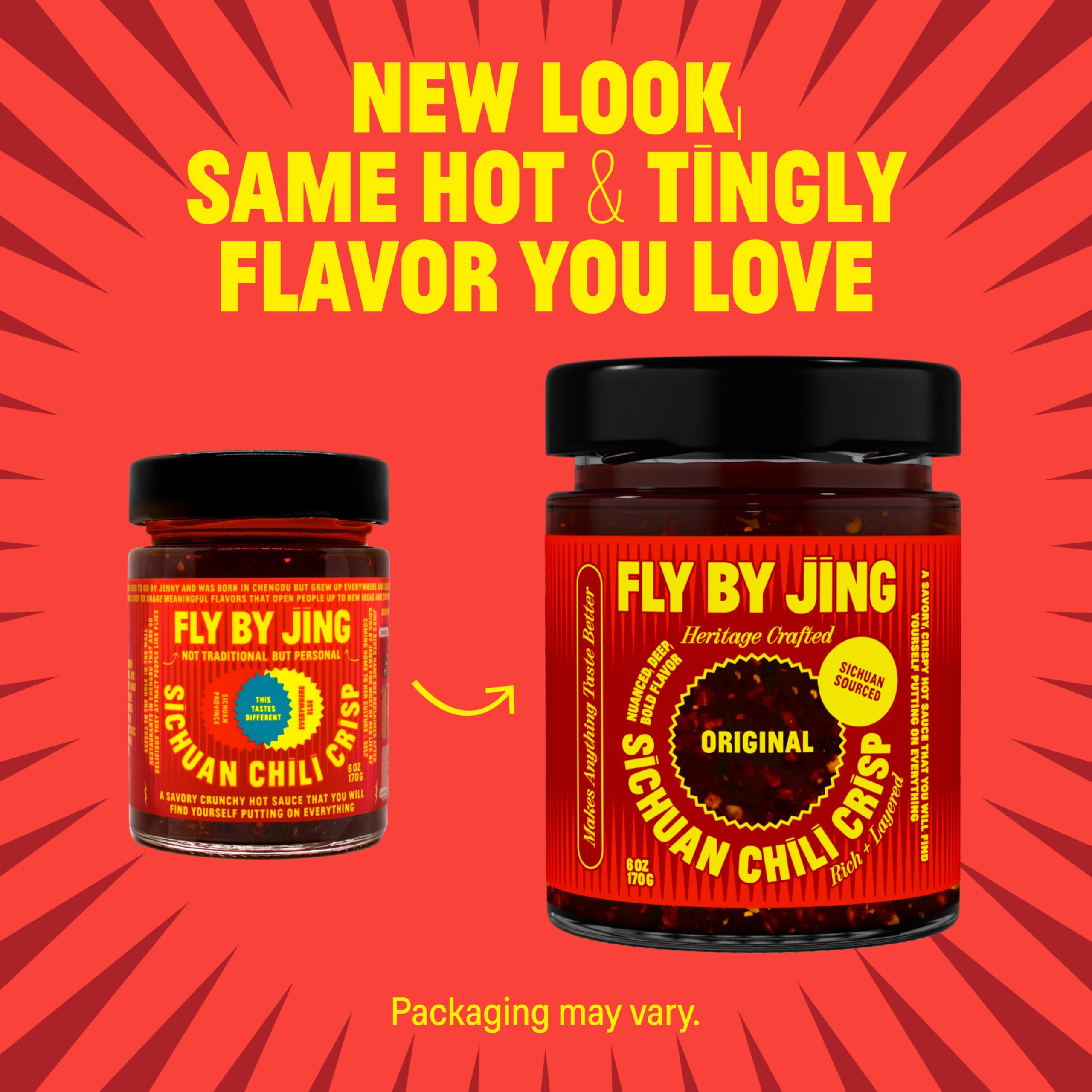 FlyByJing Original Chili Crisp with veggies highlights vibrant color and flavor boost