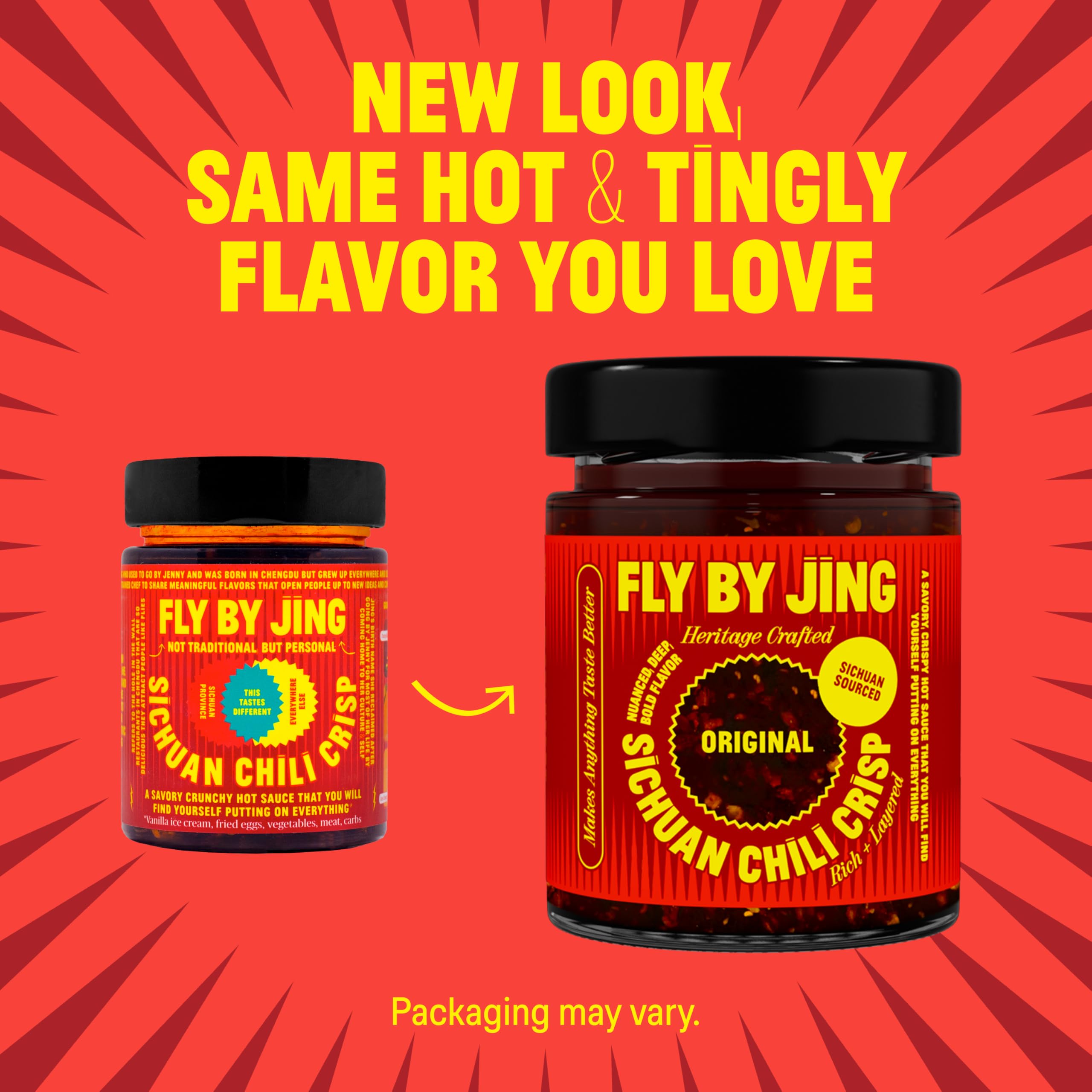 Dumplings paired with a spoon of FLYBYJING chili crisp