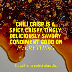 FLYBYJING chili crisp pours over rice or eggs for bold flavor boost