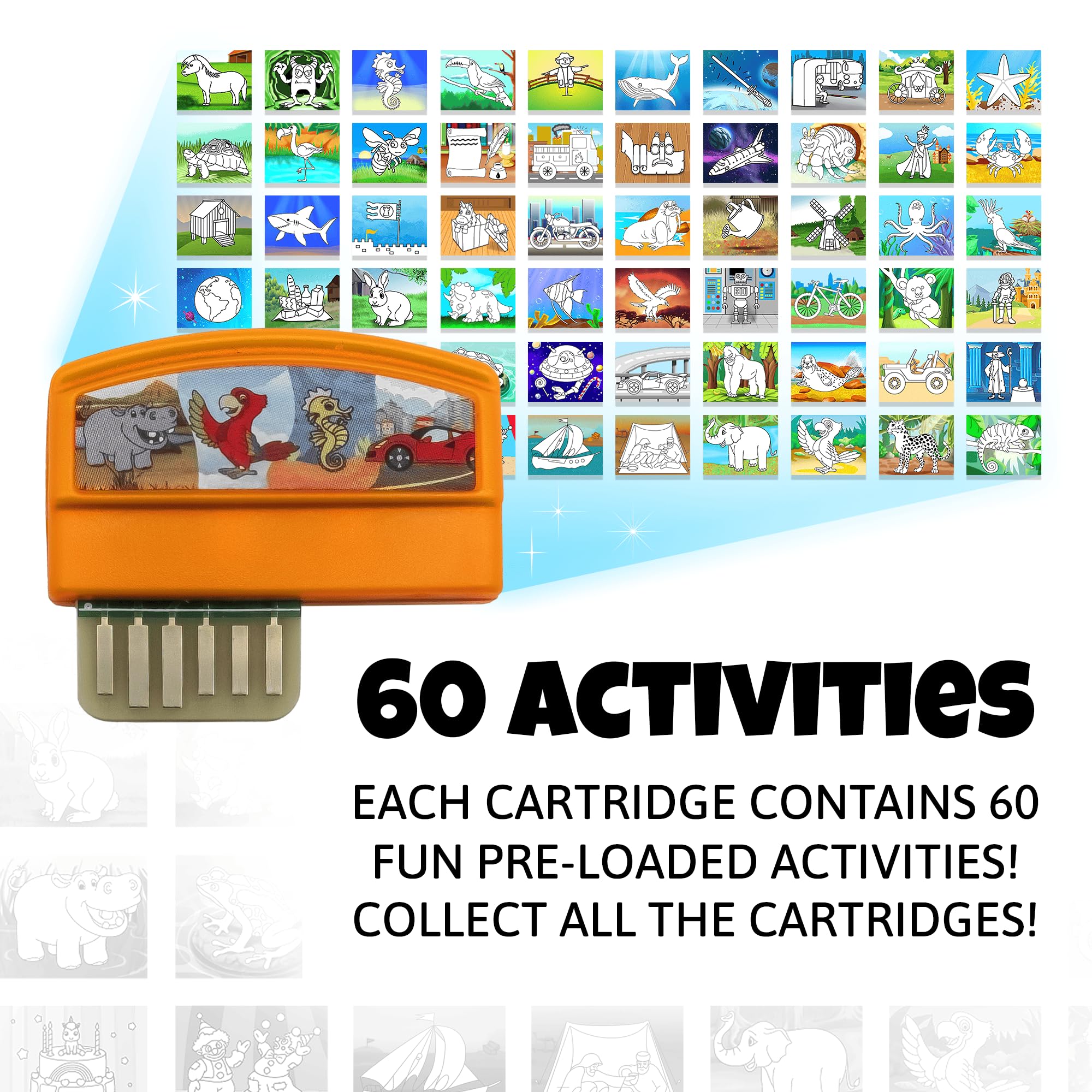 Flycatcher Smart Sketcher 2.0 preloaded images library fuels kids' creativity.