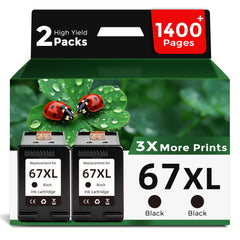 FLYFAR 67XL black ink cartridge two-pack for dependable home printing