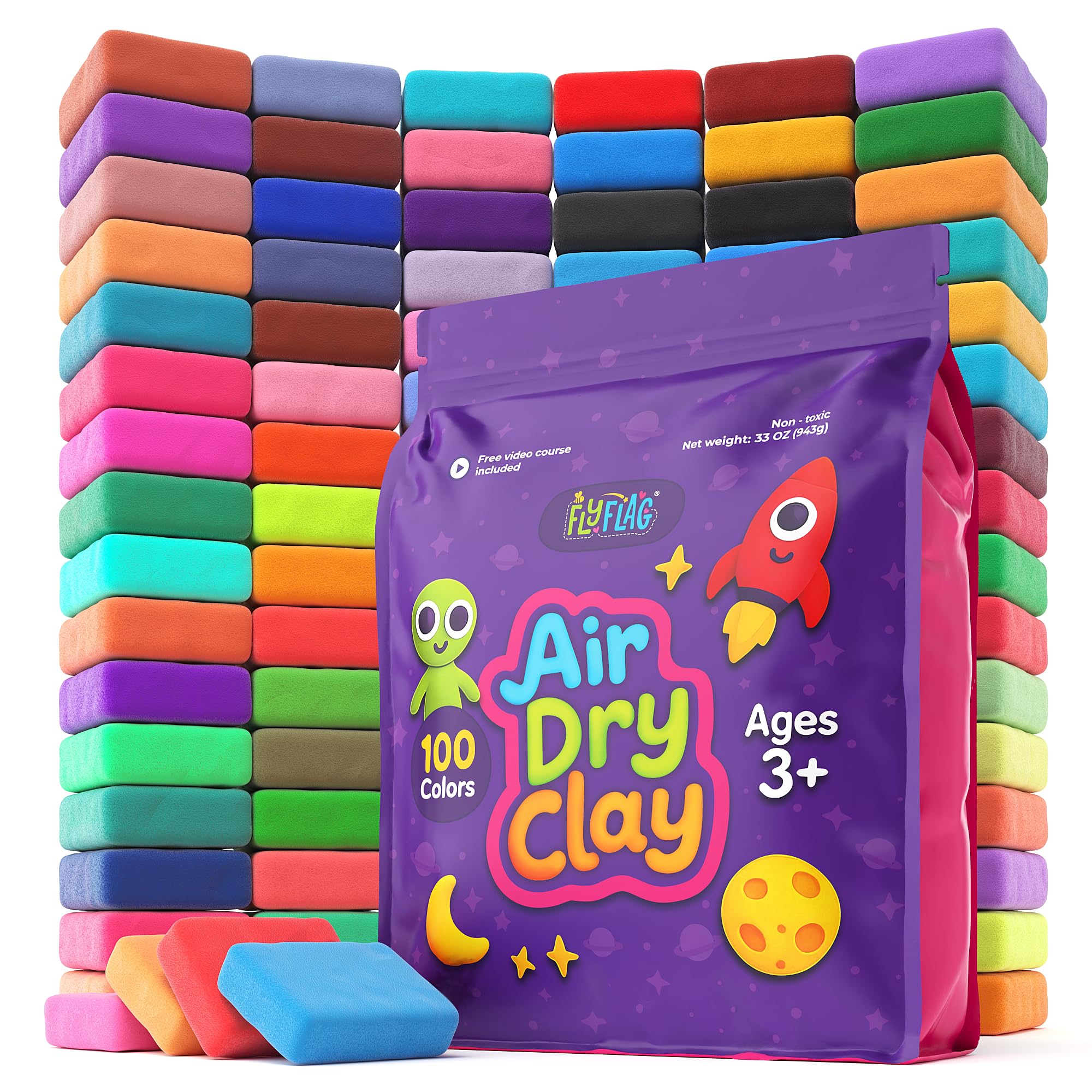 FlyFlag air dry clay 100 colors pack fuels imaginative play and color mixing