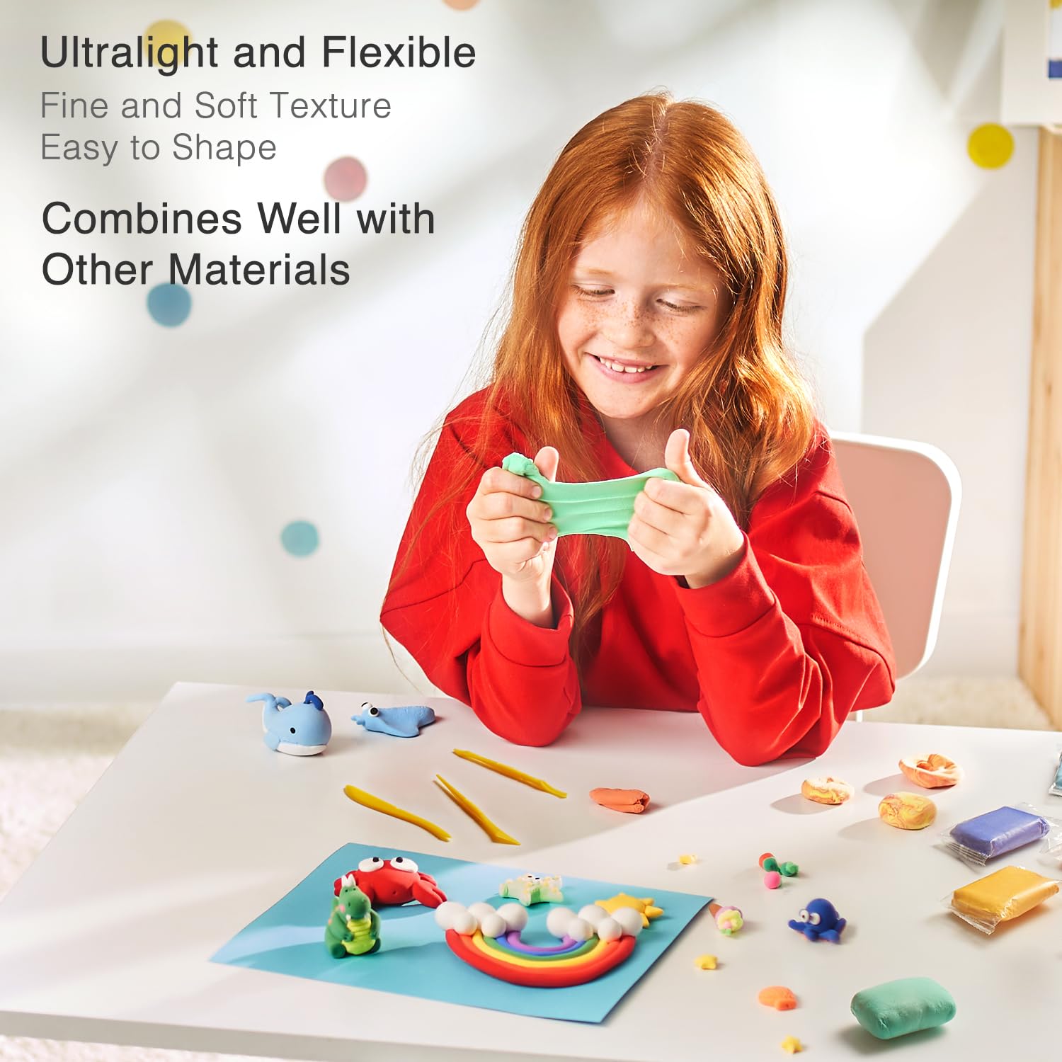 FlyFlag air dry clay non-toxic for kid-friendly crafts with minimal cleanup