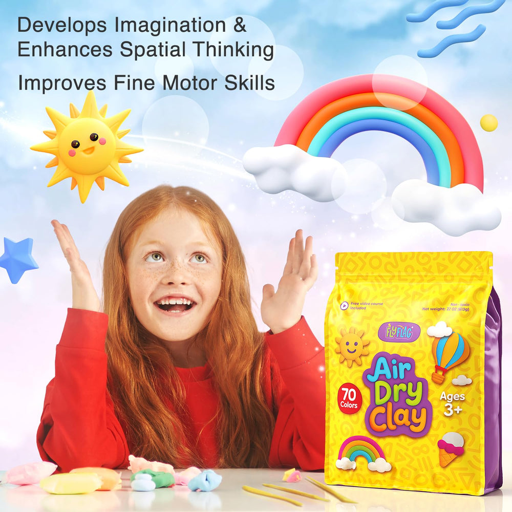 FlyFlag clay in use shows kids painting with colorful, mess-conscious application.