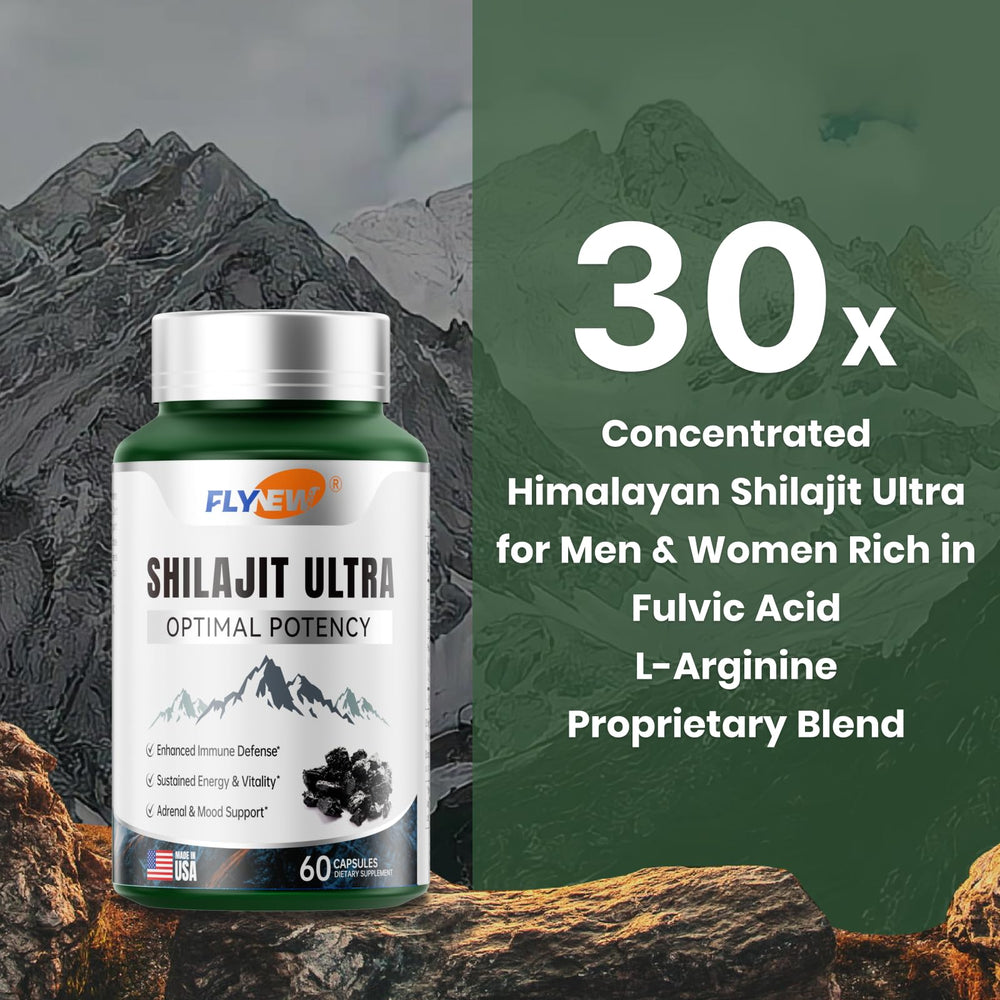 Flynew Shilajit capsules ready for daily energy support