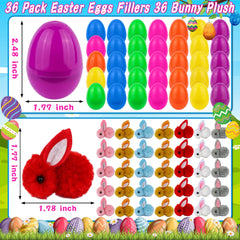 FLYSNK 36-pack of eggs and mini bunny plush ready for Easter baskets