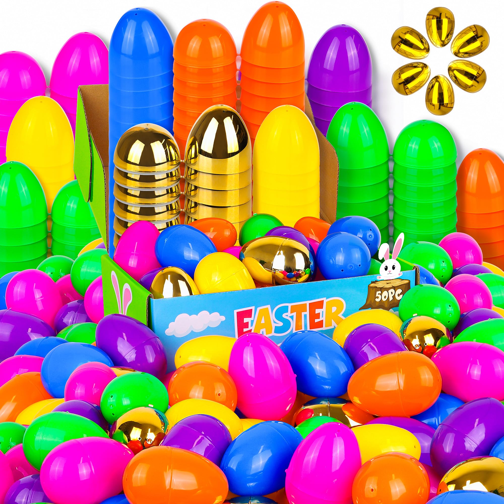 FLYSNK Easter eggs bulk in bright color assortment for Easter hunts