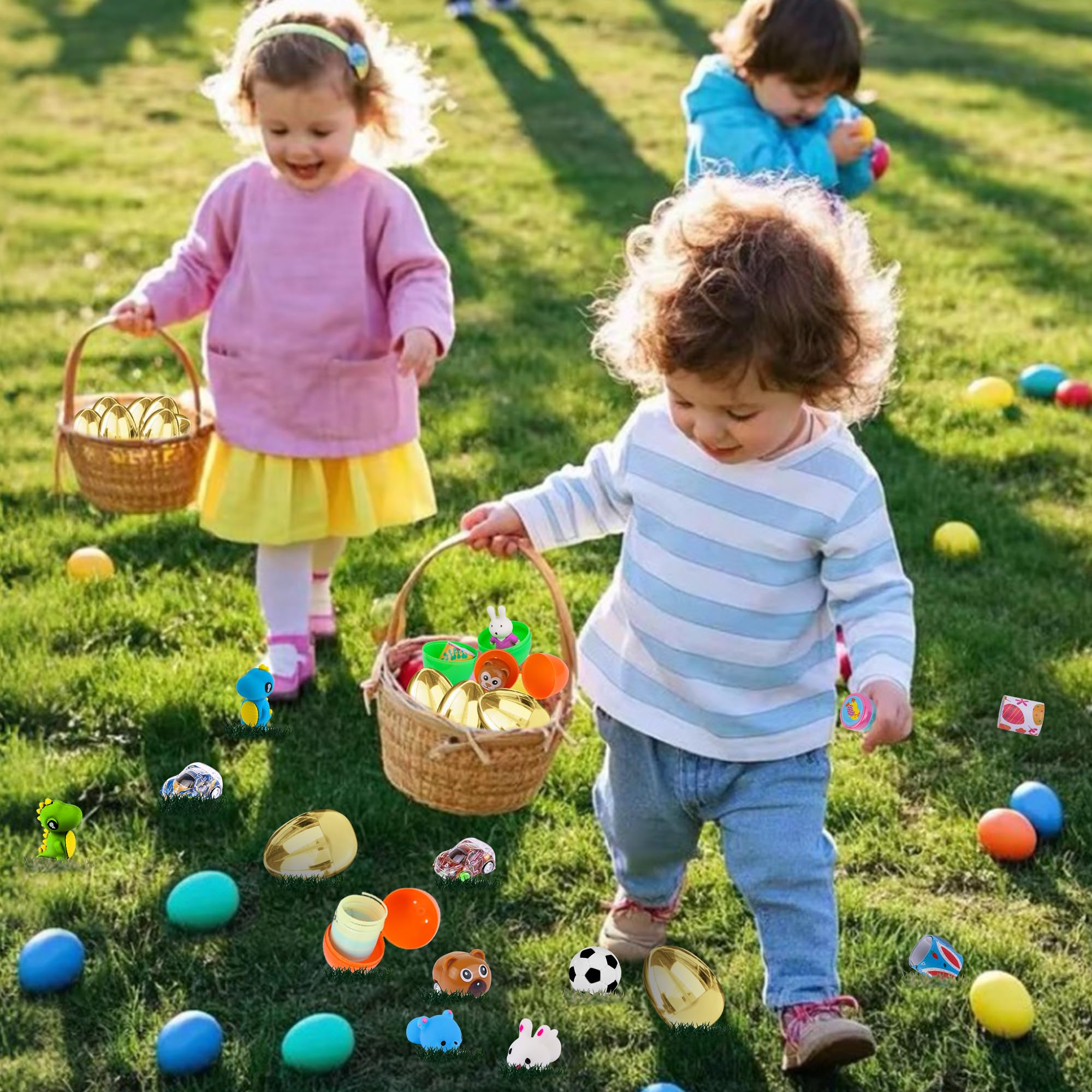 FLYSNK durable PVC Easter eggs with secure hinges for safe play.