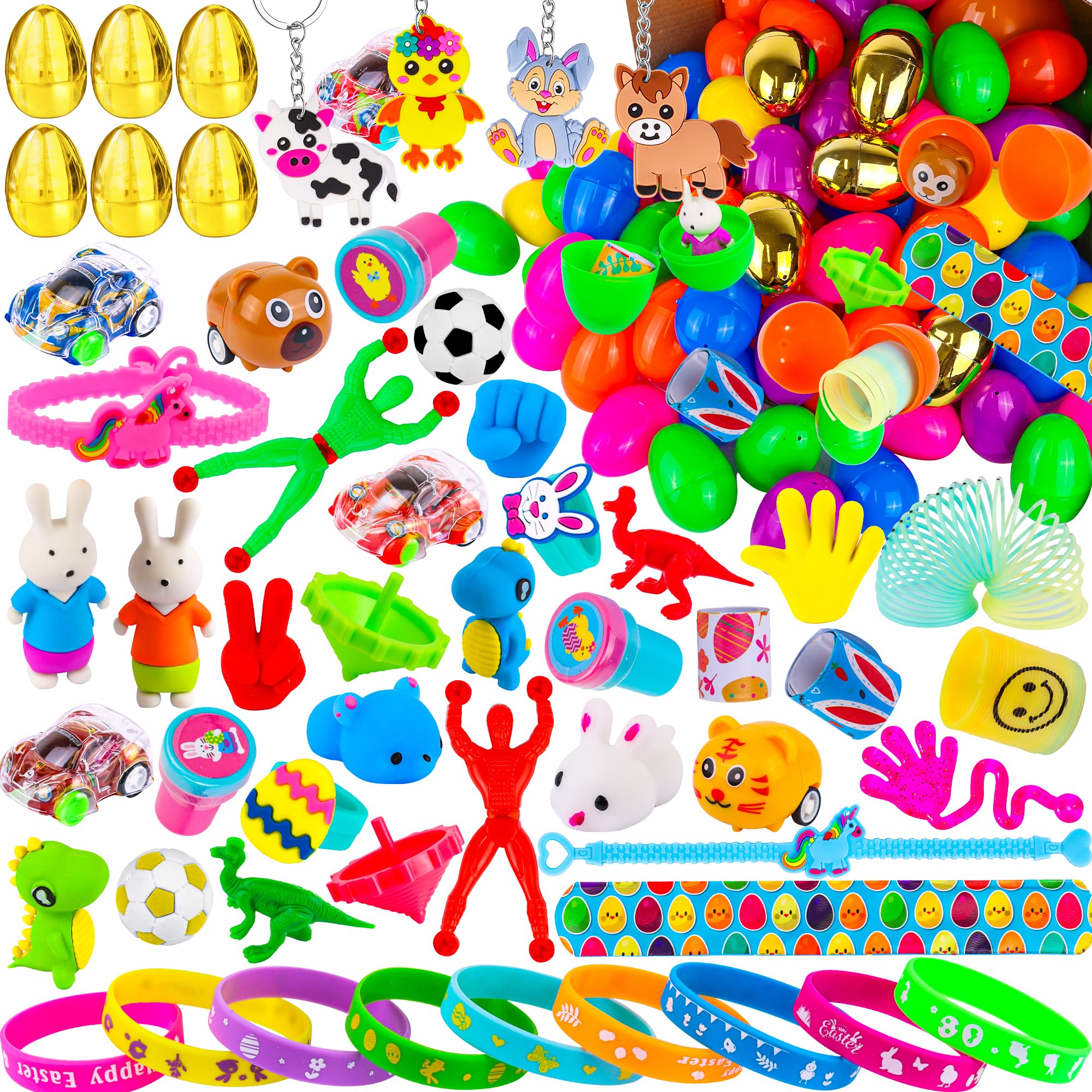 FLYSNK 100-pack Surprise Golden Eggs outer pack ready for Easter egg hunts with diverse fillers.