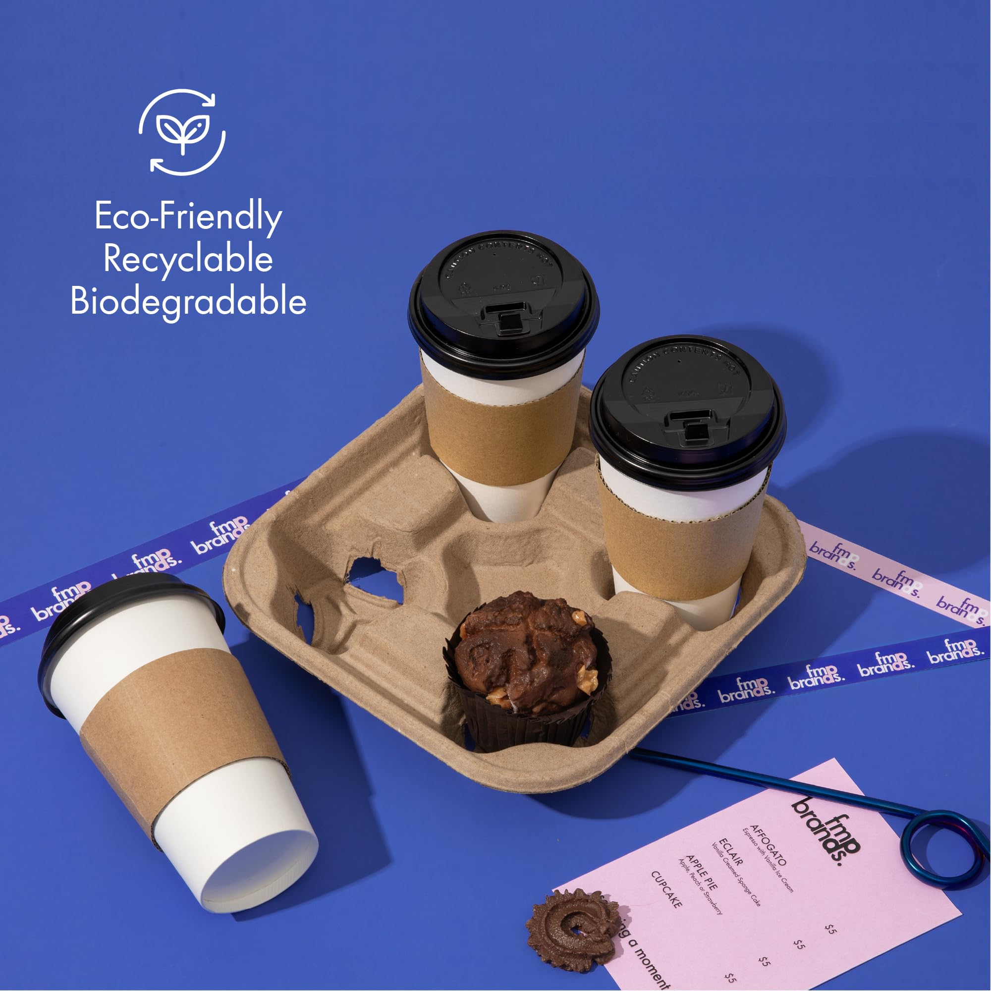 FMP Brands to-go coffee cup carrier ideal for hot beverages on the go.