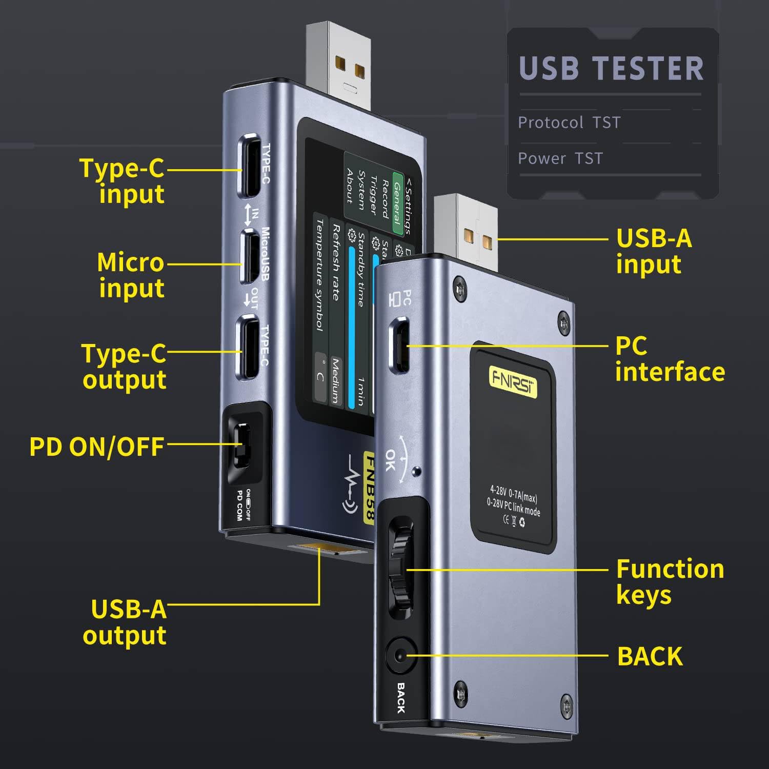 FNIRSI FNB58 reads DASH and E-Marker data for cable verification