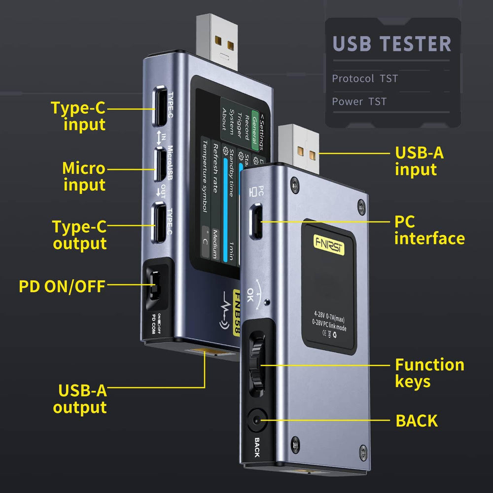 FNIRSI FNB58 reads DASH and E-Marker data for cable verification