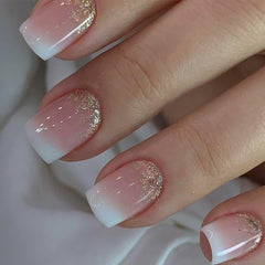 Foccna square ombre press-on nails in pink show a full set ready for a quick at-home manicure.