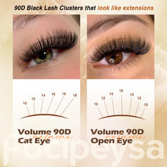 Focipeysa lash clusters, 10-18mm variety for eye shapes.