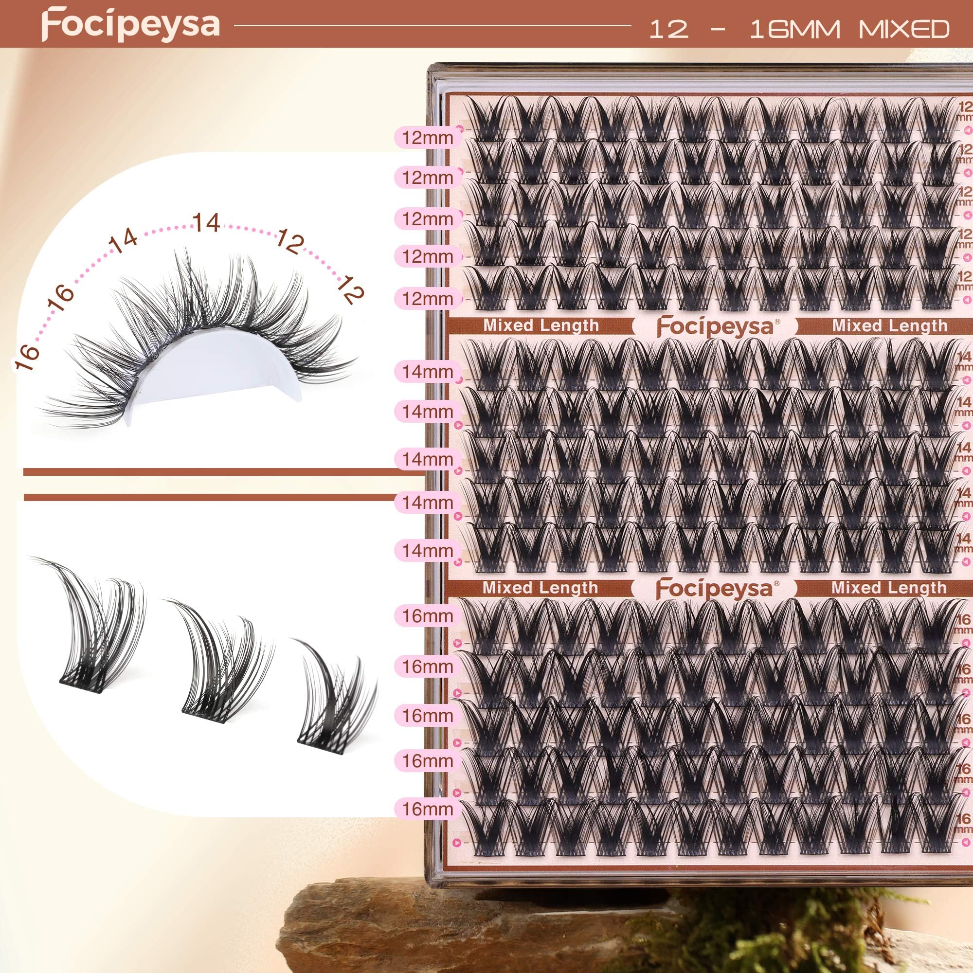 Focipeysa natural look lash clusters for seamless blending with real lashes.