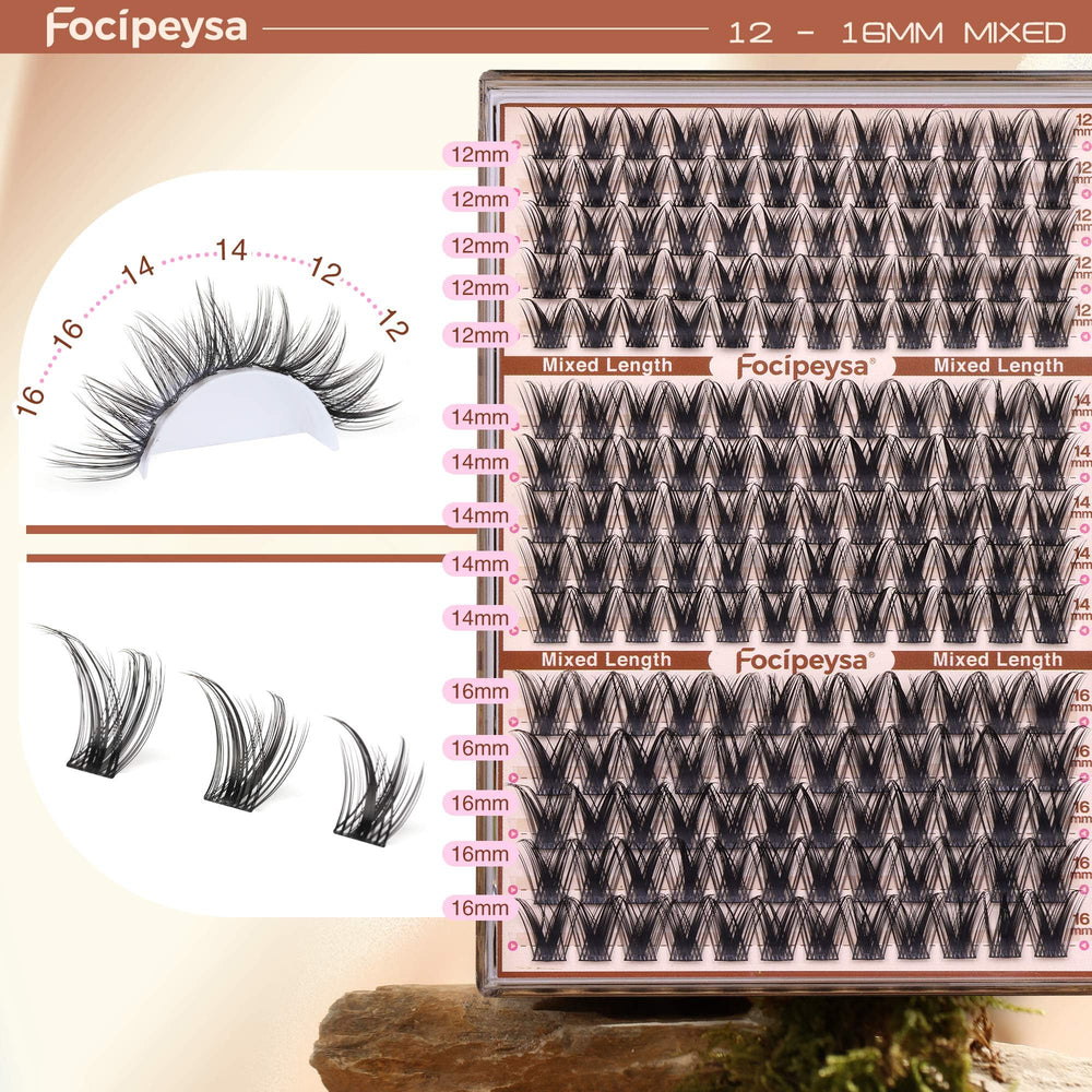 Focipeysa natural look lash clusters for seamless blending with real lashes.