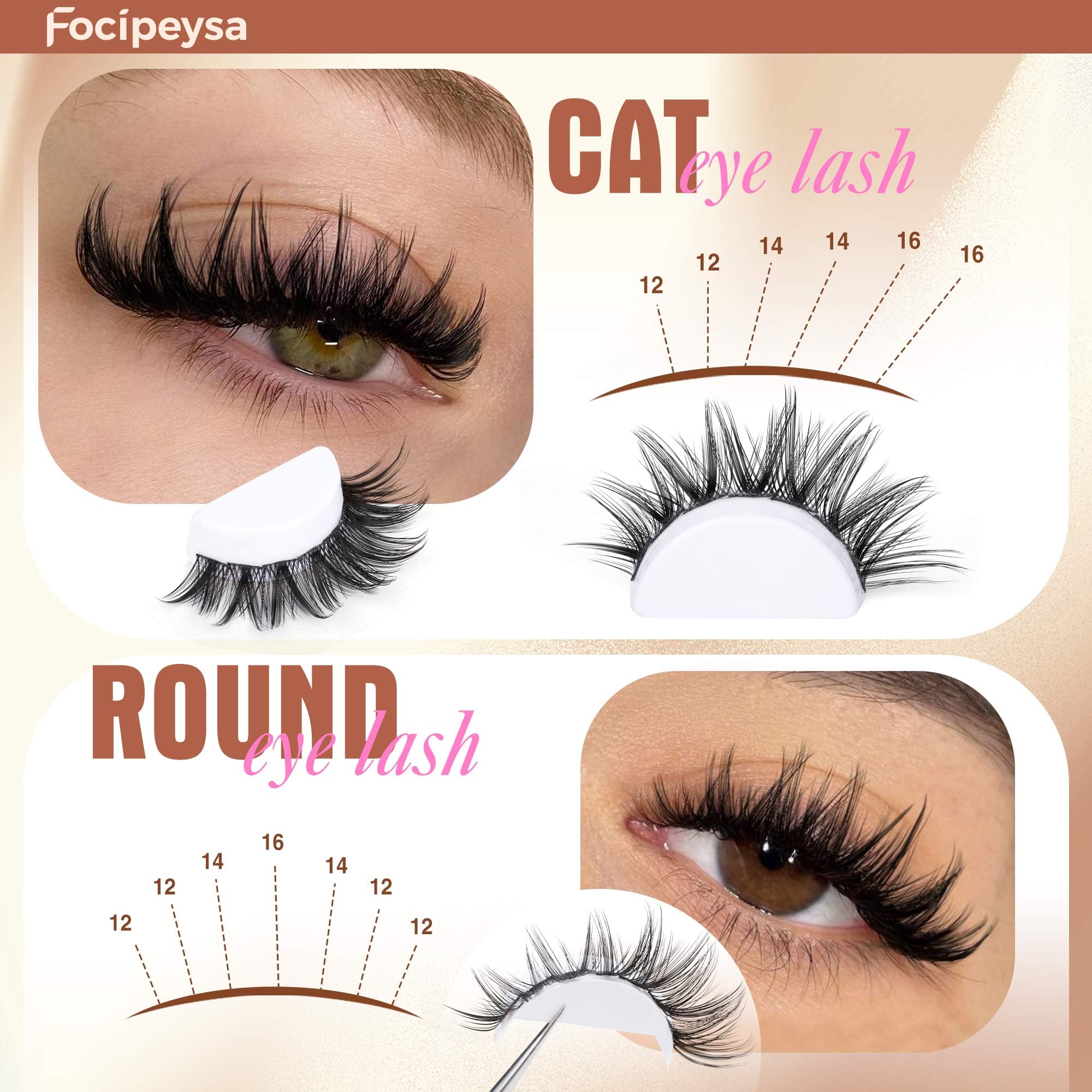 Focipeysa vegan lash clusters crafted for comfortable wear all day.
