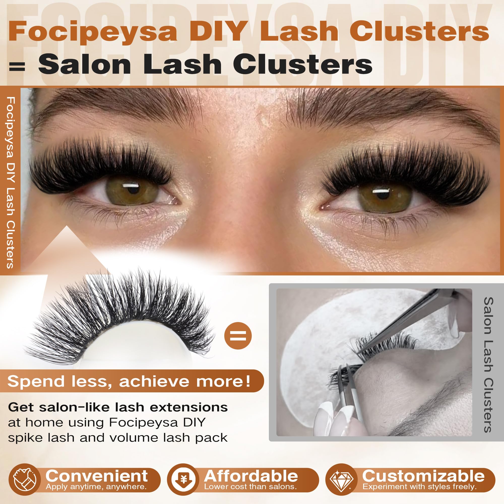 Focipeysa wispy lash clusters for easy, quick DIY eye enhancement