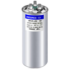 FOCSPROD dual-run capacitor with precise outer dimensions for quick HVAC replacement.