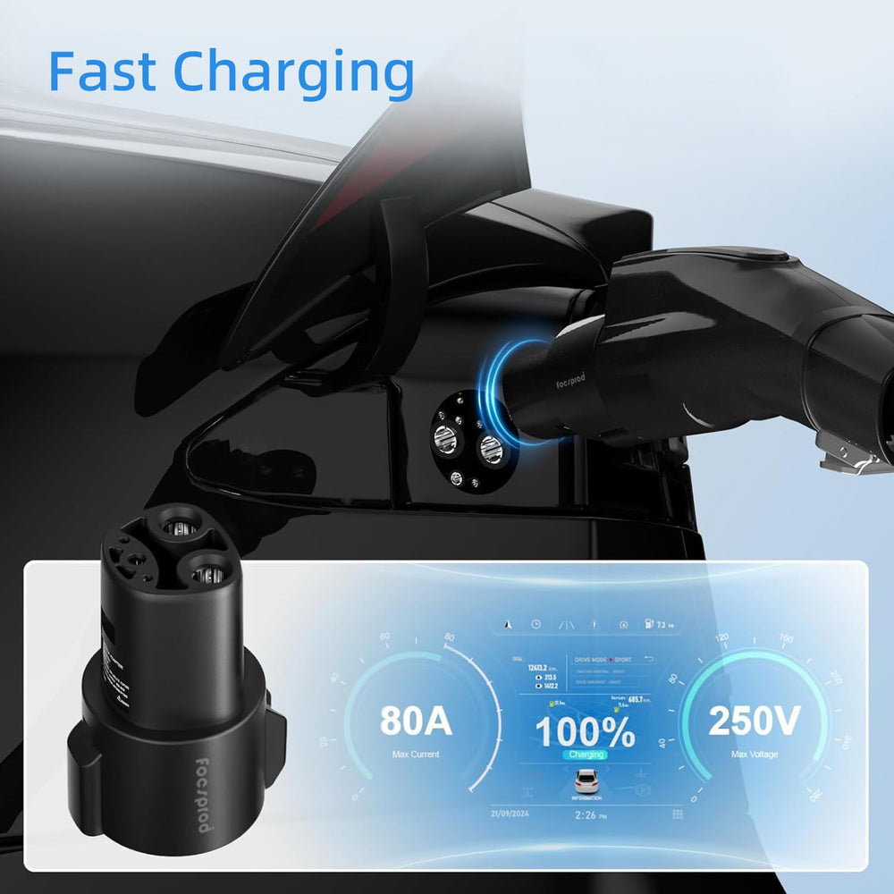 Compact FOCSPROD adapter design ideal for travel and on the go charging