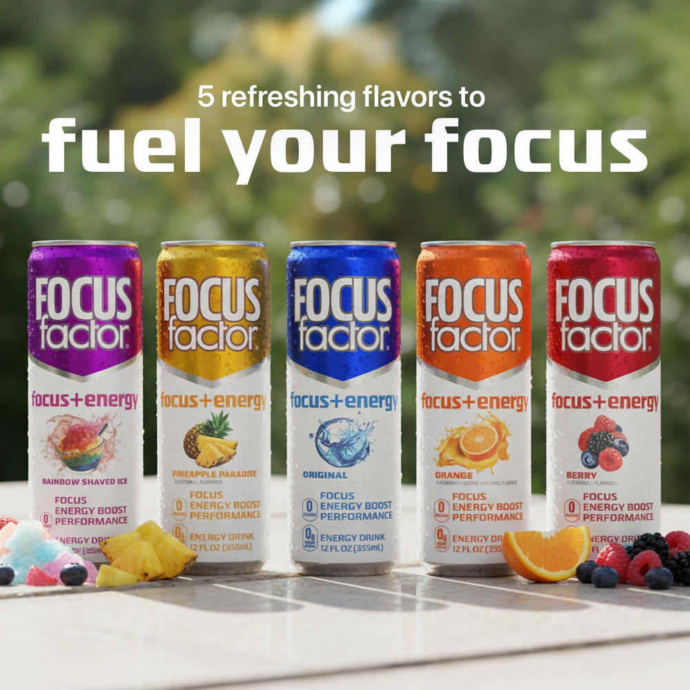 Twelve-count Focus Factor pack ready for quick boosts before meetings.