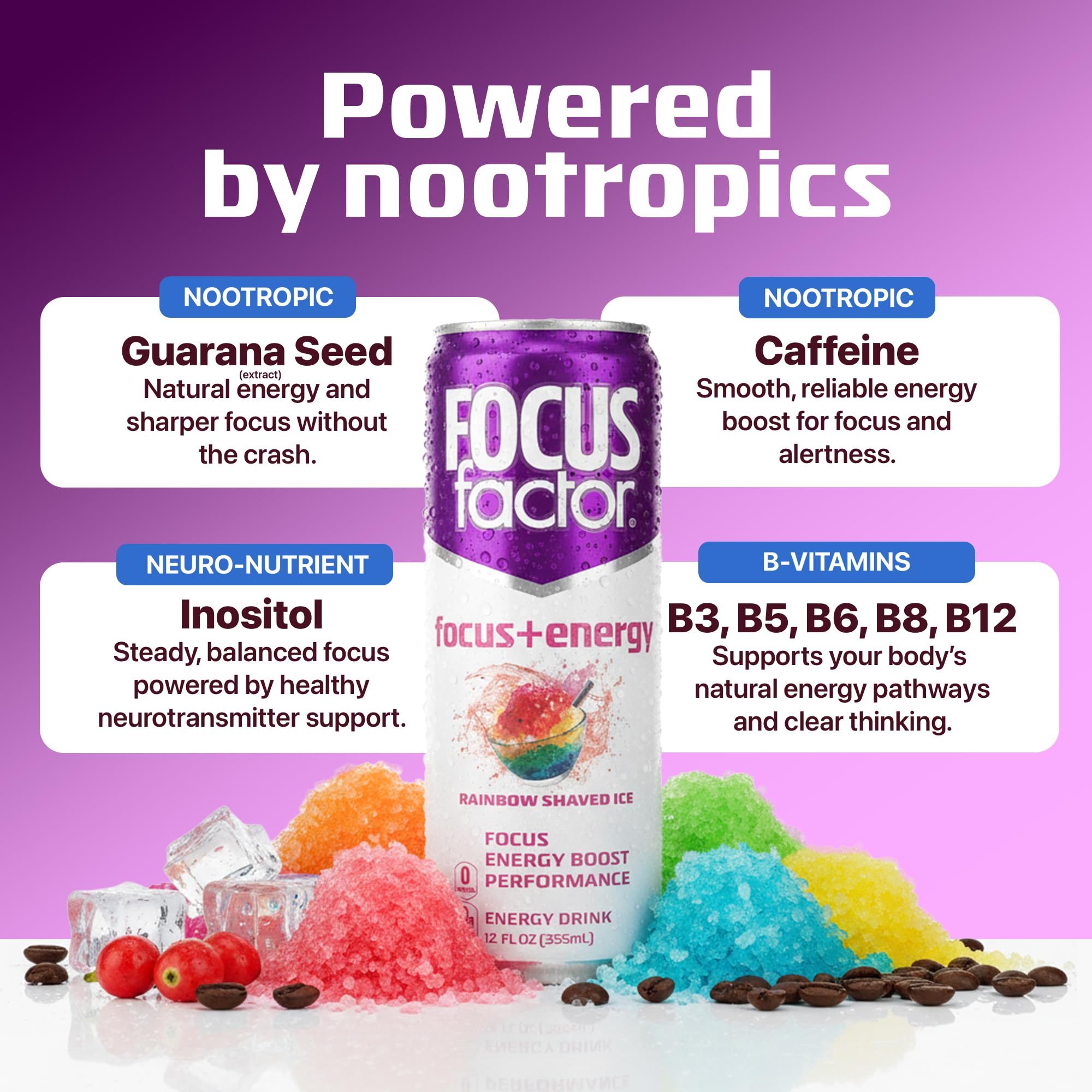 Focus Factor can on desk demonstrates convenient daytime energy.