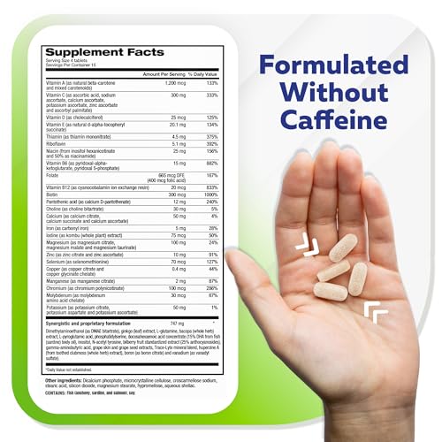 Focus Factor nutrition label details vitamins and minerals for reference.