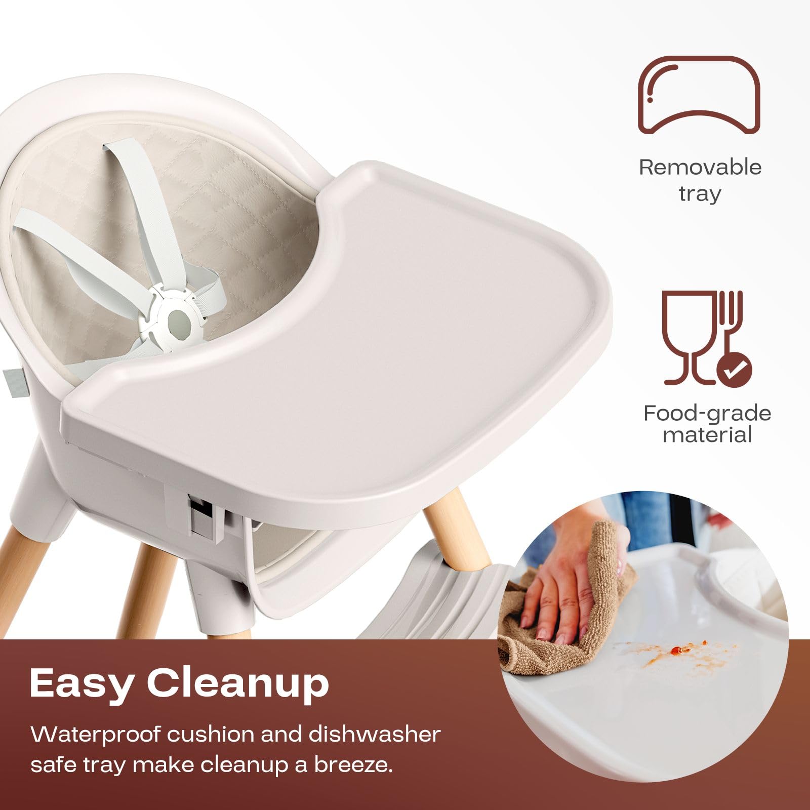 Fodoss high chair waterproof cushions for easy cleanup