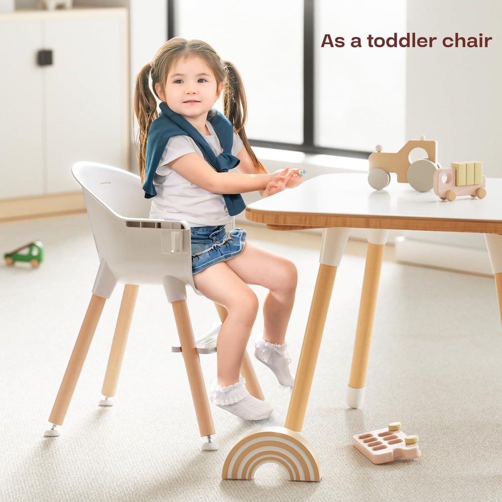 Fodoss high chair with sturdy wooden legs provides a stable base
