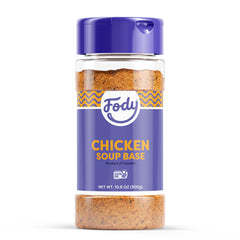 Fody Chicken Soup Base bottle on the counter for quick, gut-friendly flavor.