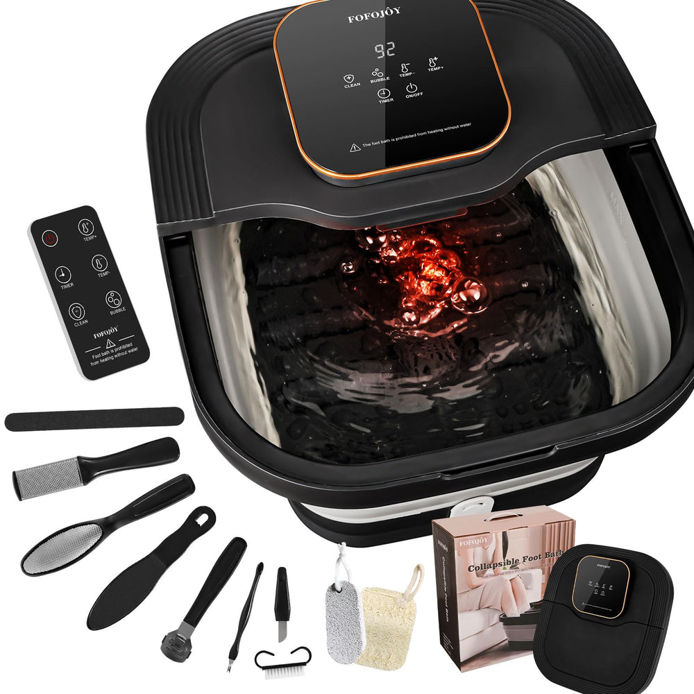 FOFOJÔY collapsible foot spa bath, compact storage, ideal for small spaces.